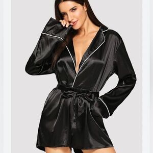 Missguided Contrast Binding Self Belted Satin effect Romper